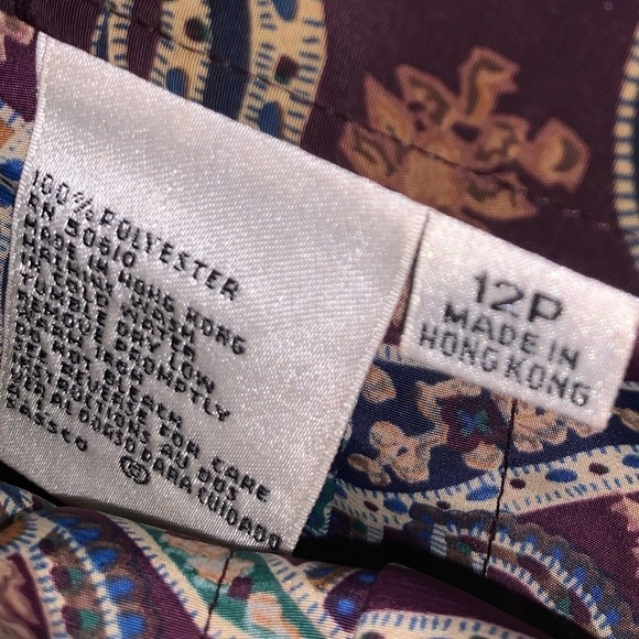 Paisley Pleated Vintage Skirt with Matching Wide Scarf /Head Wrap 12 Petite - Picture 3 of 8